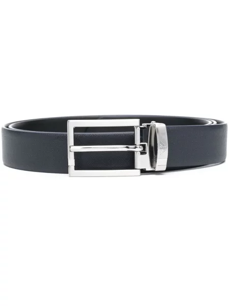 Curea Emporio Armani din piele cu cataramă cu autograf albastru