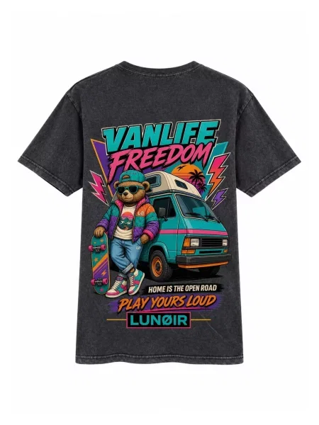 LUNØIR Studio Majica Vanlife Freedom' crna