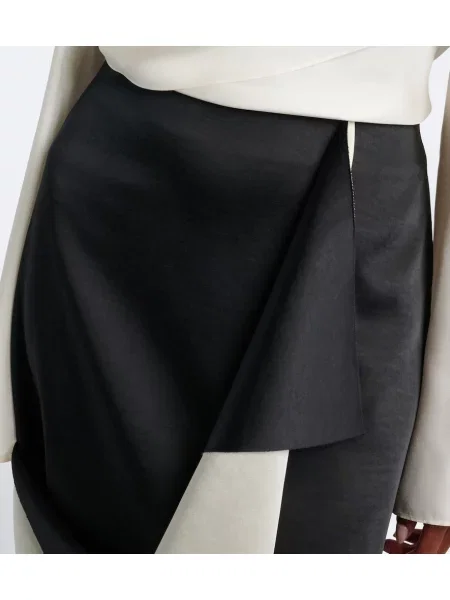 Fustă midi Róhe din satin asimetrică drapată negru