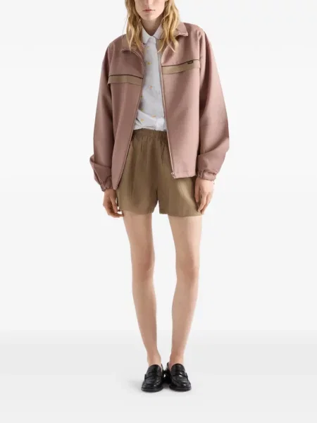 Pantaloni scurți Prada de mohair maro