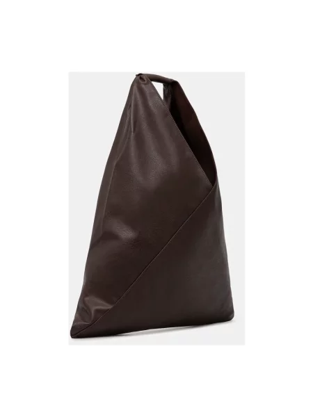 Lniana torebka Mm6 Maison Margiela klasyczna brązowa
