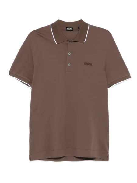 Polo Zegna cu broderie maro