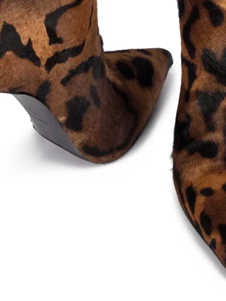 Botine Le Silla din piele cu imagine cu model leopard maro