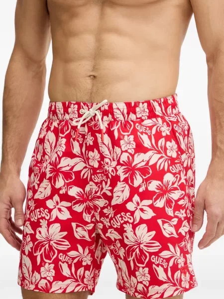 Slip de baie Guess cu model floral cu imagine roșu