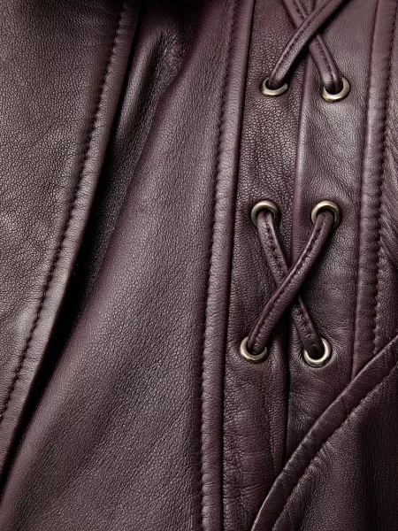 Шкіряний плащ Answear.LAB бордовий