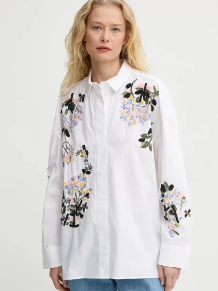 MUNTHE camasa din SINGUS femei cu guler clasic relaxed alb