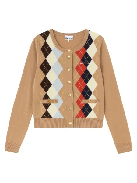 Wielobarwność kardigan Ganni wełniany