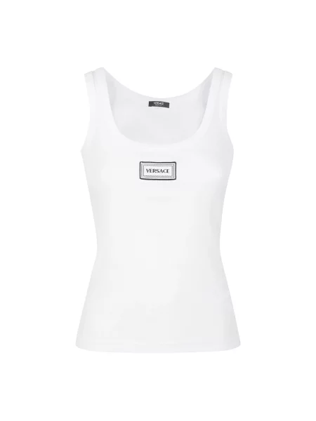 Prążkowany top Versace na ramiączkach biały