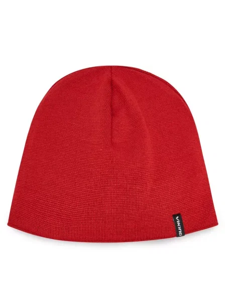 VIKING NOMRA czapka zimowa unisex z wełny merino czerwona