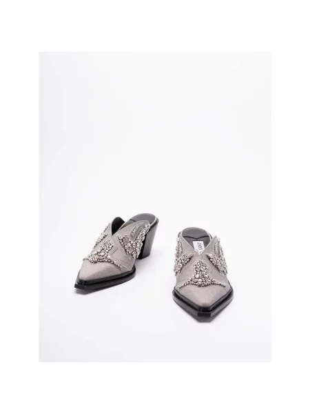 Klapki mules Jimmy Choo skórzane szare