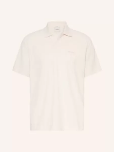 Calvin Klein Koszulka Polo Z Pikowanego Materiału Krój Easy Fit weiss beżowa