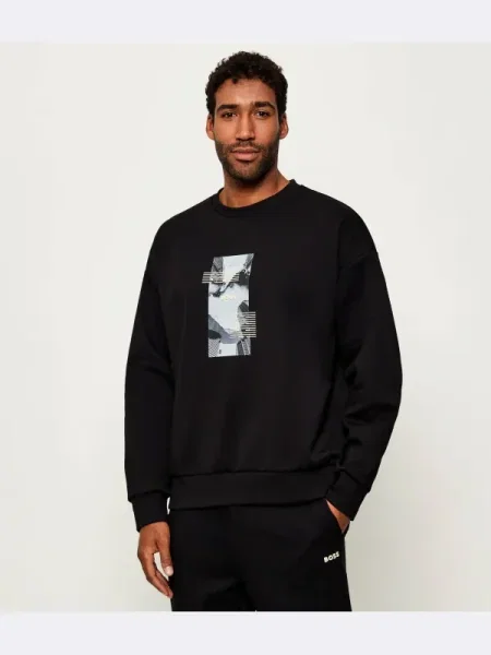 BOSS GREEN Hanorac Stenson Zone | Oversize fit | stretch negru