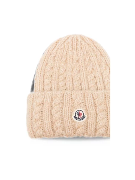 Czapka Moncler wełniana beżowa
