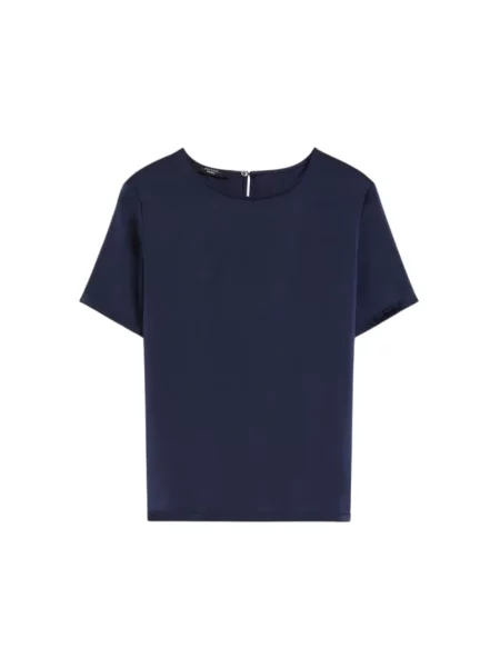Satynowa bluzka Max Mara Weekend niebieska
