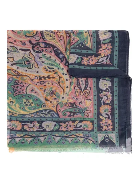 Fular Etro cu model paisley albastru