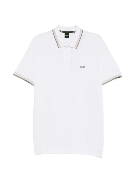 Tricou polo Boss cu autograf alb