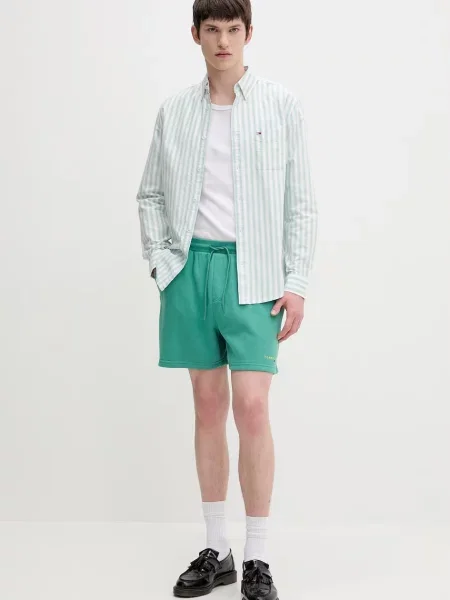 Tommy Jeans Športne kratke hlače Contrast Linear zelena