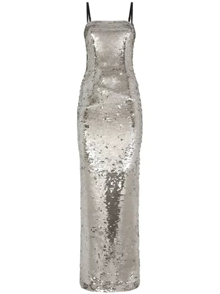 Rochie maxi Dolce & Gabbana cu paiete de costum argintiu