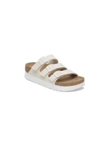 Klapki Birkenstock na platformie beżowe