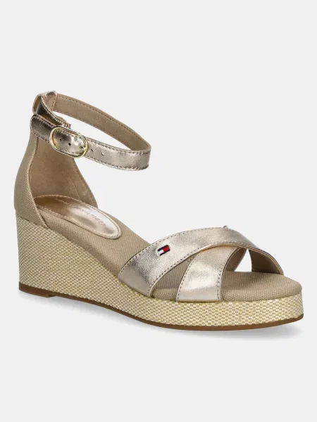 Сандали Tommy Hilfiger FLAG METALLIC MID WEDGE ESPAD златисто