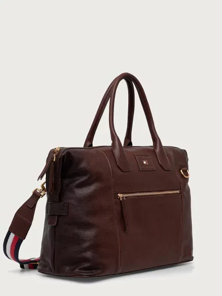 Tommy Hilfiger Torba za vikend Th Casual Leather Duffle rjava