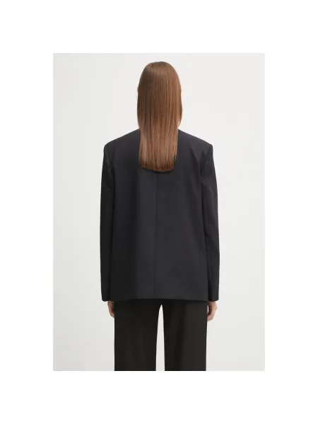 Kenzo marynarka wełniana Weave Kimono Blazer granatowy oversize gładka czarna