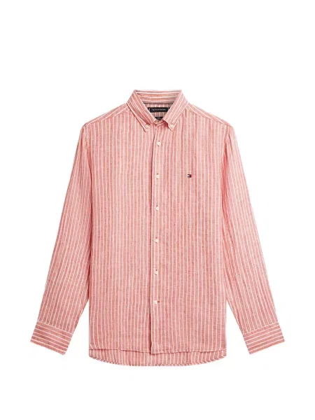 Cămașă Tommy Hilfiger de in cu dungi roșu