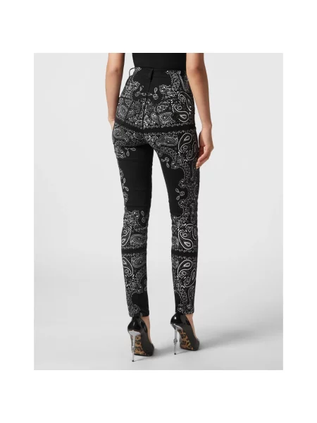 Spodnie Philipp Plein z wysoką talią z wzorem paisley czarne