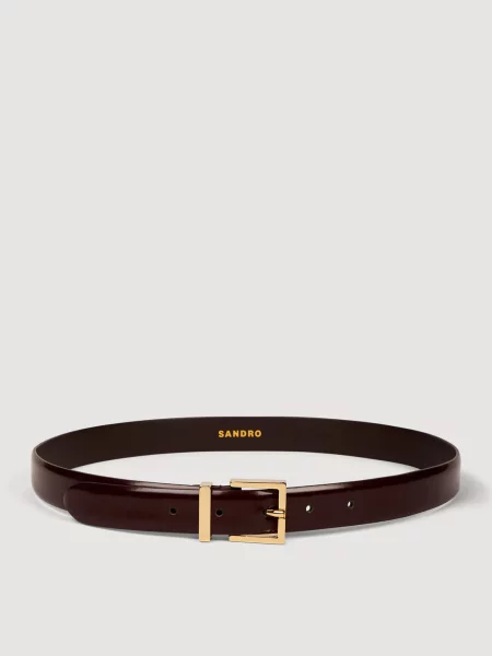 Шкіряний ремінь Sandro бордовий