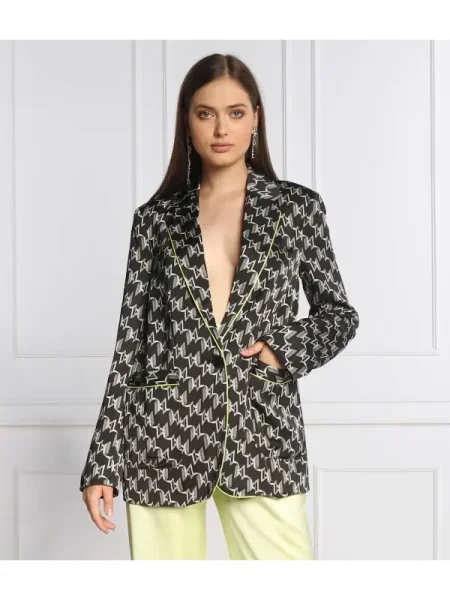 Karl Lagerfeld De satin sacou MONOGRAM negru
