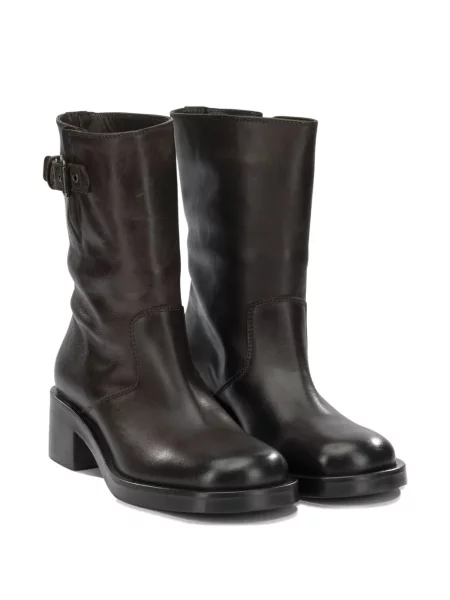 Δερμάτινα μποτάκια Strategia Shoes με αγκράφα καφέ