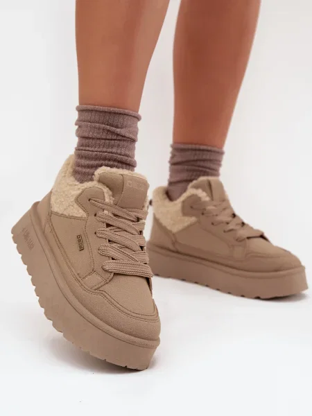BIG STAR SHOES Dámske Tenisky Na Platforme S Kožušinou Typ Ovca Big Star béžová