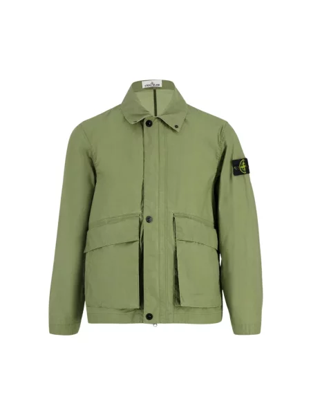 Woskowana kurtka Stone Island z kamieniami zielona