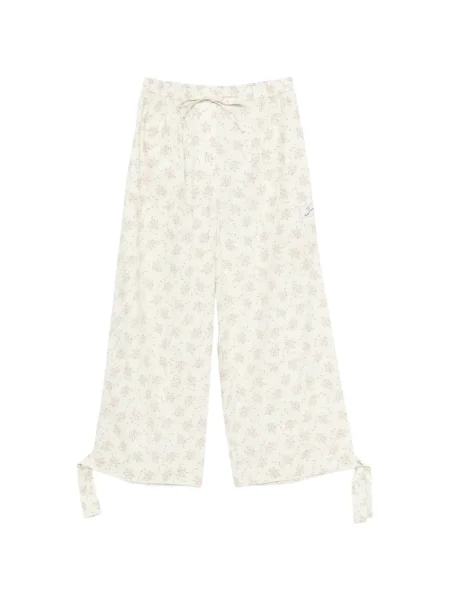 Spodnie Sandro w kwiatki z nadrukiem wiązane zielone