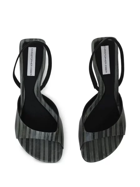Pantofi cu toc Christopher Esber cu dungi cu imagine slingback gri