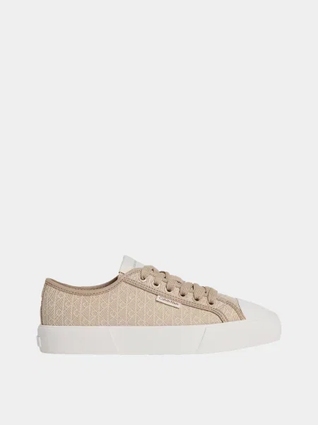 Кеди низькі Calvin Klein VULC LOW LACEUP AOP CANVAS бежевий