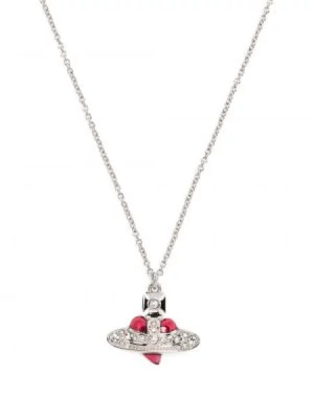 Pandantiv Vivienne Westwood cu motiv cu inimi argintiu