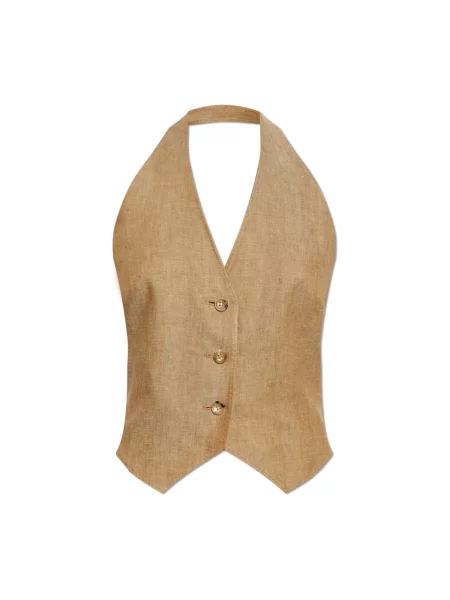 Lniana kamizelka Max Mara beżowa