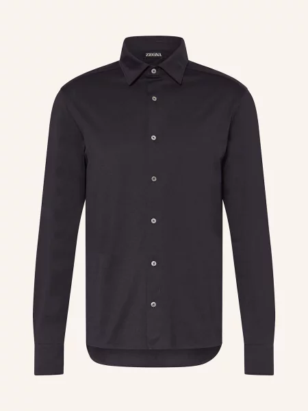 Zegna Koszula Z Dżerseju Regular Fit blau granatowa