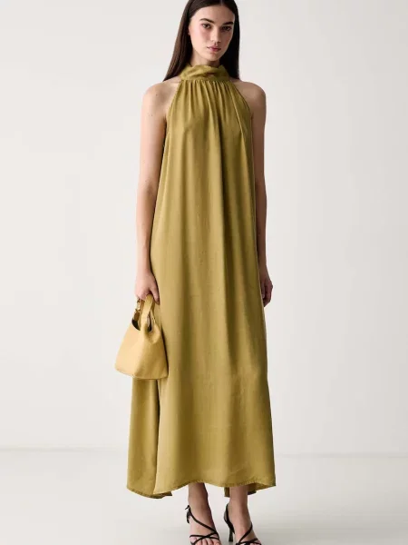 ViCOLO rochie halter din lyocell verde