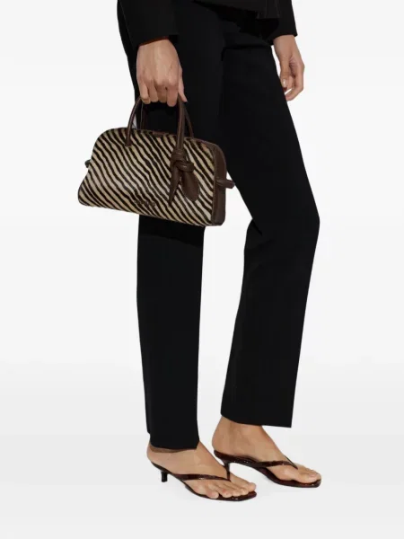 Geantă shopper Jacquemus din piele cu imagine cu model zebră maro