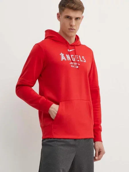 Суичър с качулка Nike с качулка с принт червено