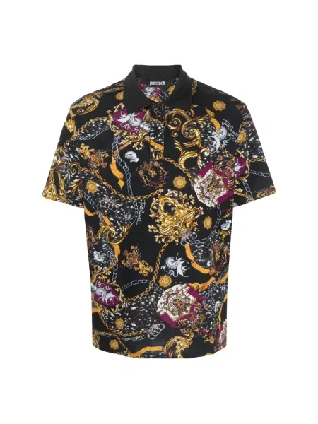 Koszulka polo Just Cavalli z krótkim rękawem czarna