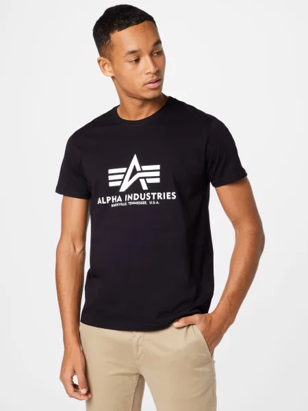 ALPHA INDUSTRIES Tricou negru alb