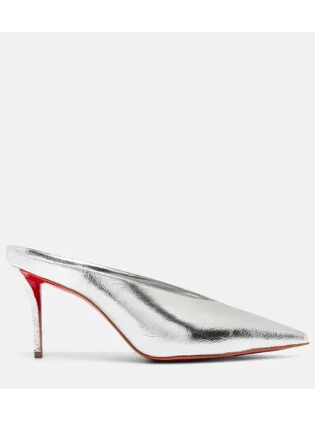 Usnjene mules Christian Louboutin srebrna