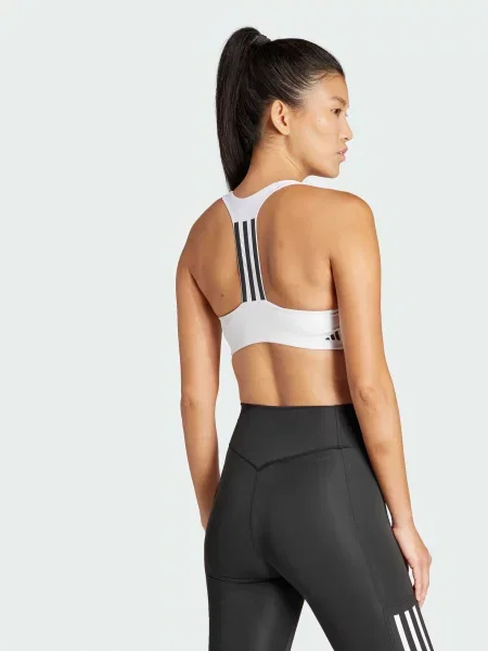 Переработанный спортивный топ Adidas в полоску белый