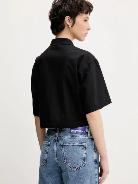 Karl Lagerfeld Jeans cămașă femei cu guler clasic relaxed negru