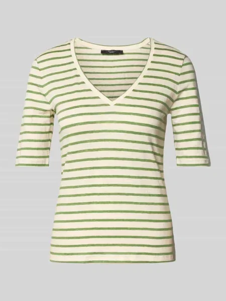 T-shirt z dekoltem w serek model ‘OPZIONE’ Weekend Max Mara niebieska