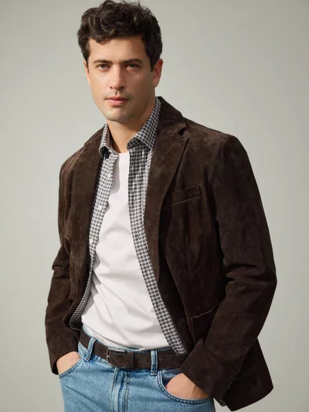 Reserved Ремінець з комбінованих матеріалів темно коричневий