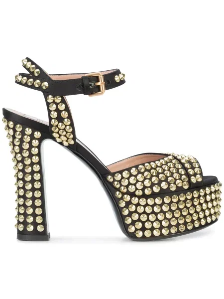 Sandale Moschino cu platformă cu tepi negru